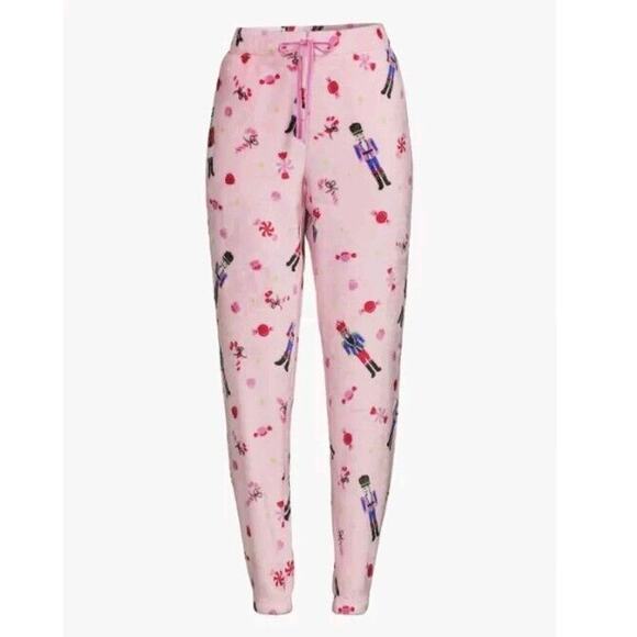 WOMEN'S JOYSPUN PINK NUTCRACKER PLUSH LOUNGE PAJAMA PANTS Plus SIZE 3X 22W 24W - Picture 2 of 7